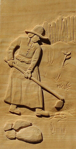 Pilgrim Woman Gardening - Carver: Hilaire Cote